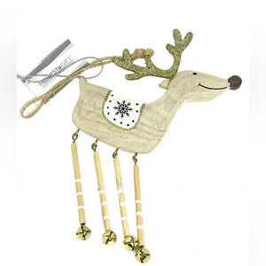 Holiday Ornament Deer With Glitter Antler’s Bells Dangle Legs
